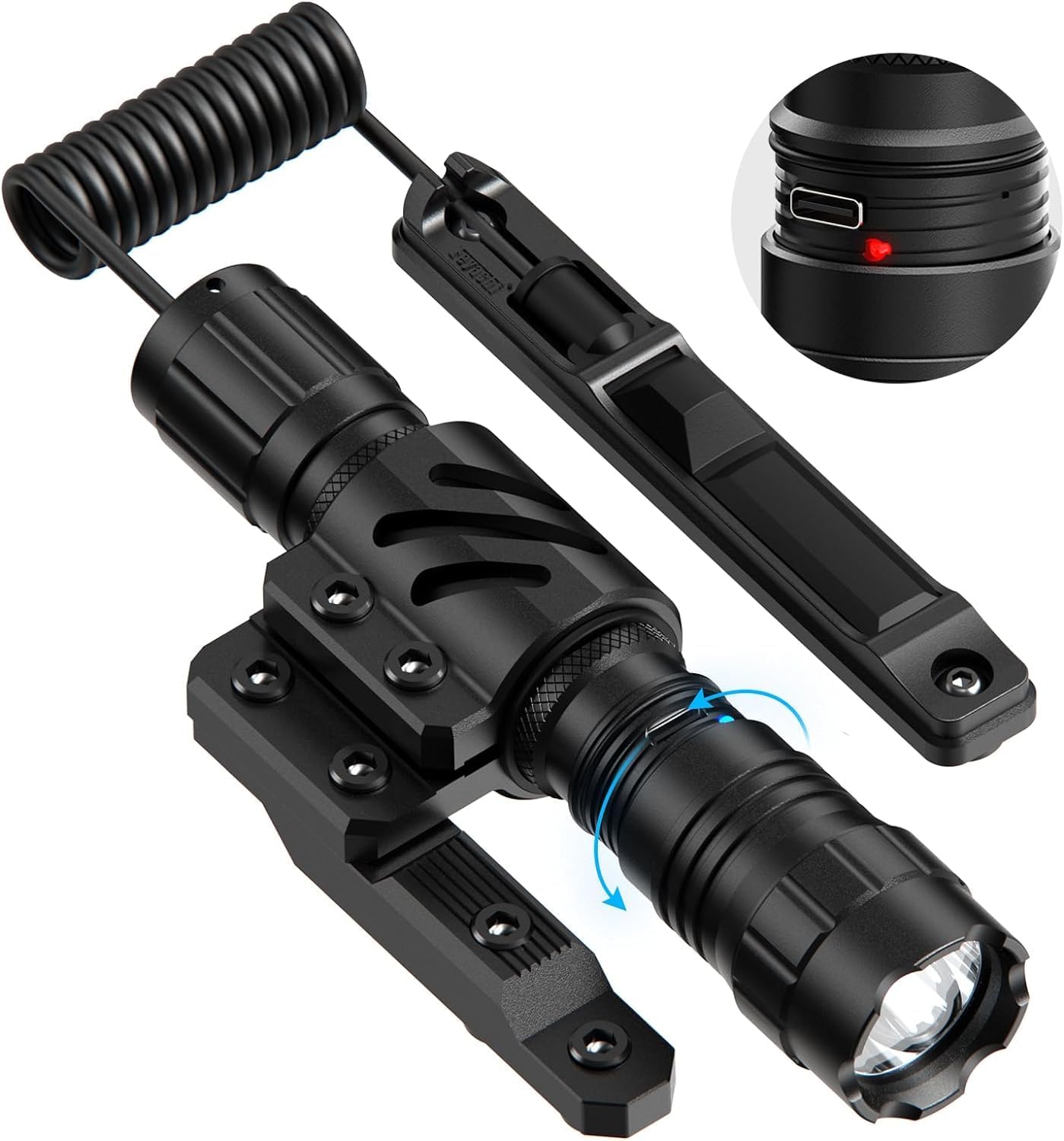 Feyachi 1500 Lumen LED Tactical Flashlight Rechargeable IPX7 Protection 4 Modes Weapon Light Picatinny Rail Flashlight Included with Pressure Switch(Molk-FL34) feyachi Default Title Default Title-