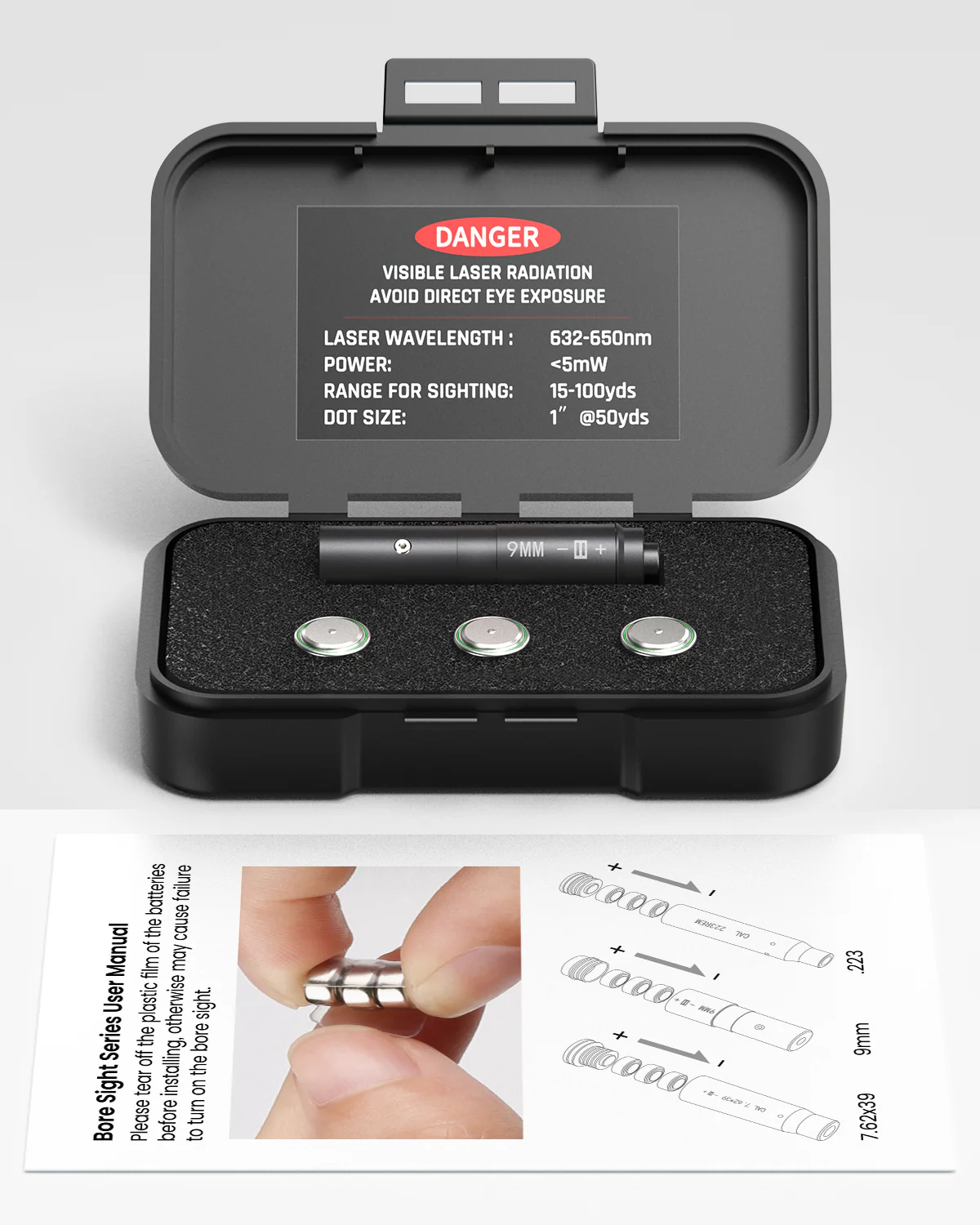 Feyachi BS60-HS 9mm Red Laser Boresighter