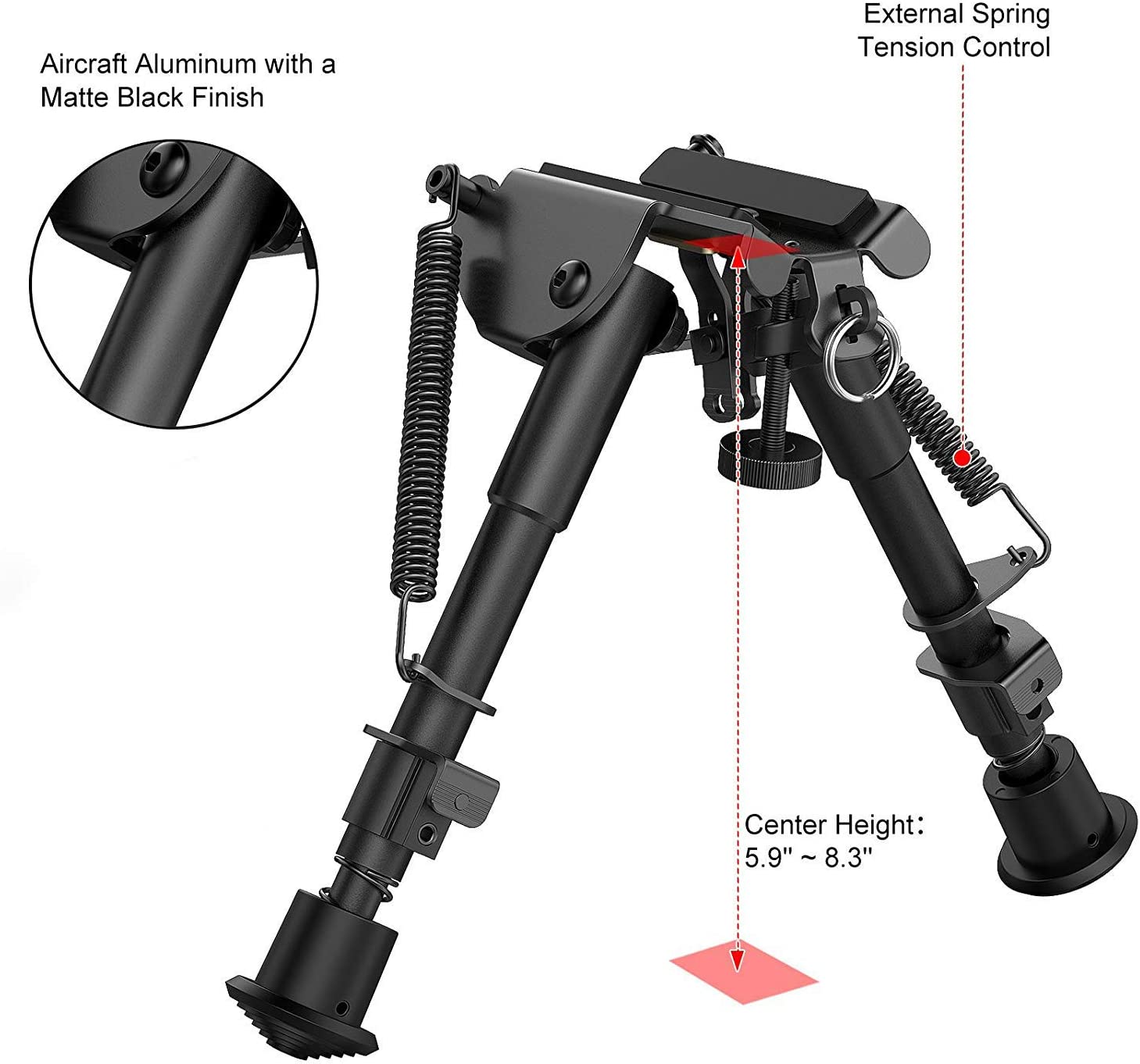 Feyachi RB1001 Tactical Rifle Bipod - Swivel Adjustable