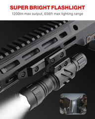 Feyachi FL14-MB Tactical Flashlight 1200 Lumen Matte Black LED Light with Flashlight Mount and Pressure Switch Included